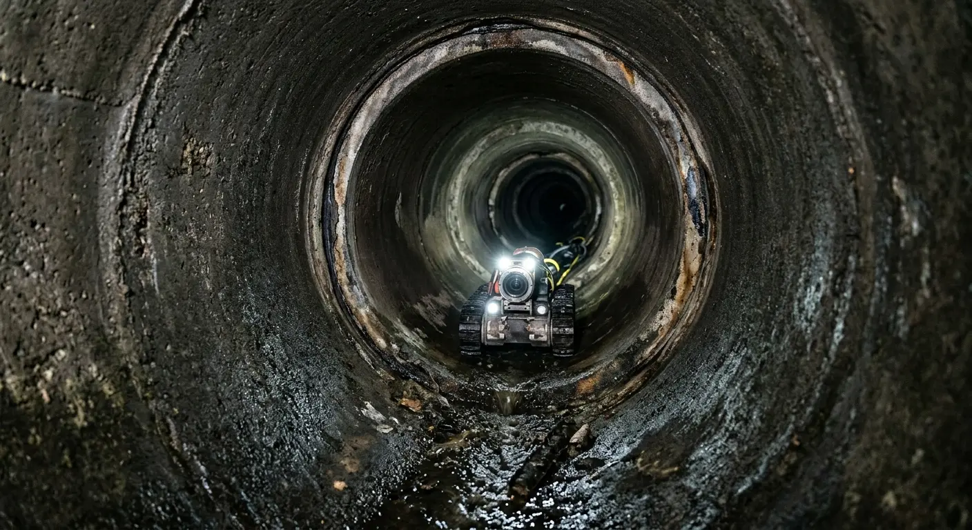 Robotic sewer camera inspecting pipe interior for Drain Snake Service in Parker